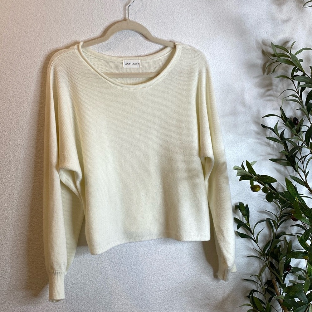 cropped white luca + grae knit sweater